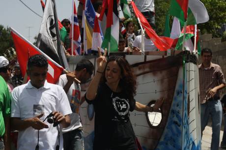 Huwaida Arraf prior to her arrest at last Friday's protest in Bil'in