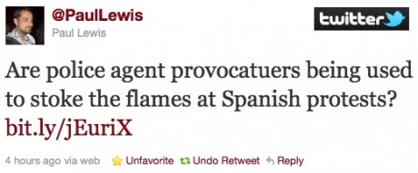 Guardian Journo: Are police agent provocatuers being used to stoke the flames at Spanish protests?