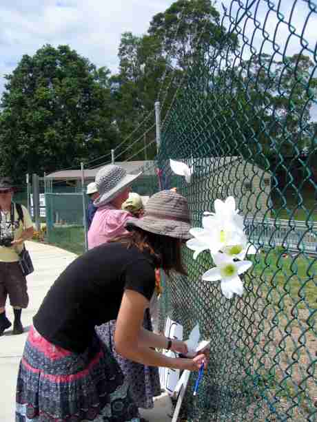 Peace Messages Left on Fence of Base