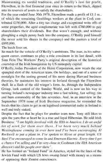 How Harris's SFWP wrote about Tony ('Sir Anthony) O'Reilly, Harris's boss today, in 1976
