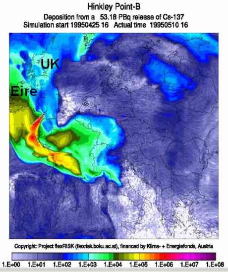 Simulation of a radioactive leak of Cesium from Hinkley Point B