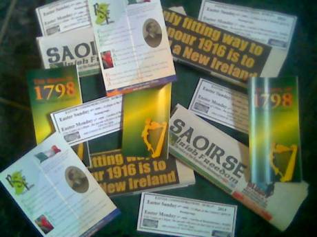 A total of 325 'leaflet packs' (1,500 items) will be distributed at this commemoration on Easter Monday , 21st April 2014.