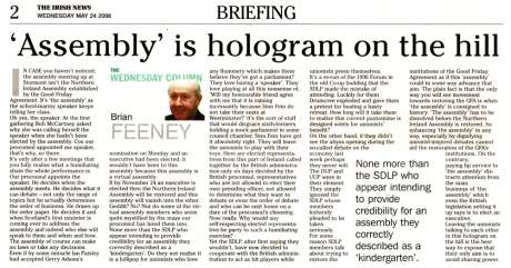 Brian Feeney Irish News 24 May 2006