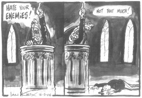 Cartoon with Irish News article by McKay (above)