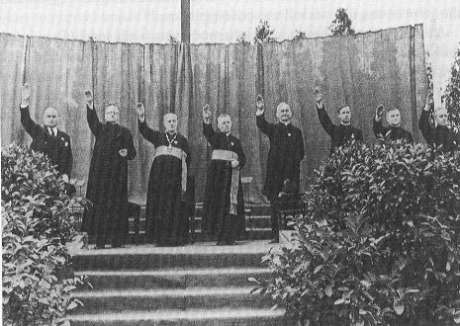 Priests giving the Hitler salute