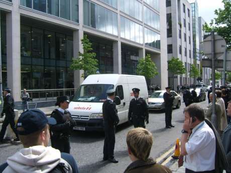 There had already been a heavy police presence behind the City Hall