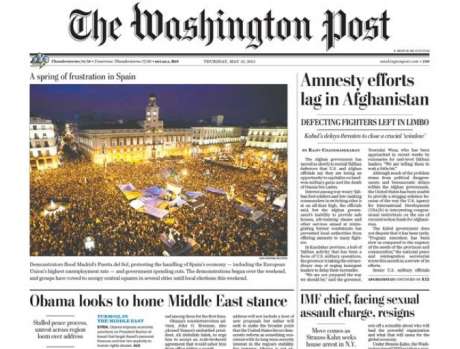 #SpanishRevolution is Washington Post front page news: 