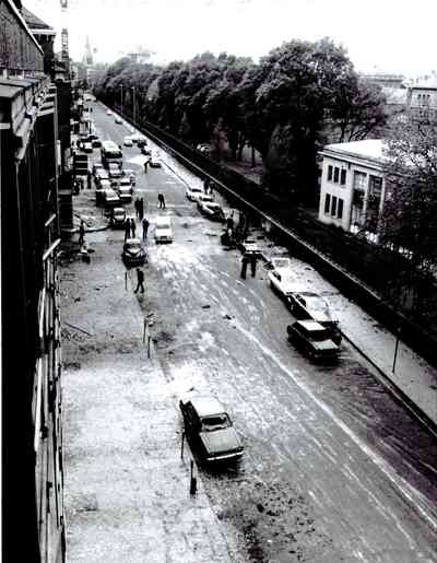 South Leinster Street in 1974 after the bombing, copyright the owner