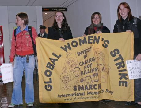 NUIG academic and stalwart activist, Maggie (second from right) and troops