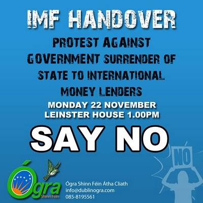  Get on the Streets against IMF!! gra Sinn Fein poster