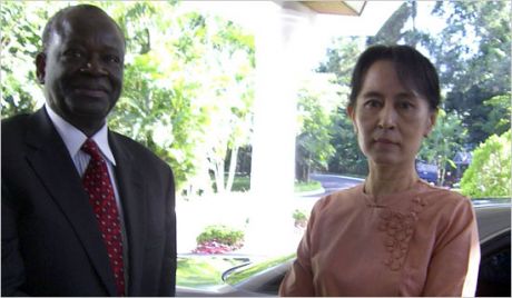 this is a United Nations photo of Ibrahim Gambari & Aung San Suu Kyi in the same image. 