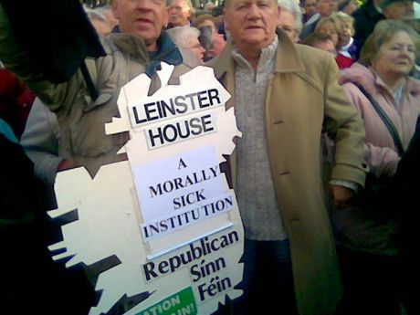 Two of the RSF protesters at the 'Medical Card' protest in Dublin .