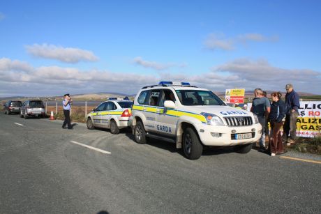 The garda car blocking a private entrance