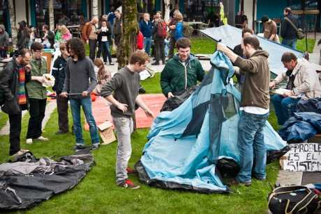 #OccupyCork: tent city put up at the war memorial at the bottom of South Mall