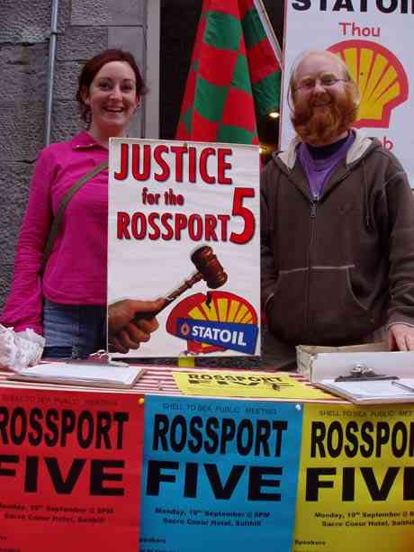 Two primo anti-war activists; Donegal Evelyn and Aron, the latter in transit from two weeks duty on  the Rossport front line to join Conor Cregan & crew for further anti-war service at Shannon Warport & environs.