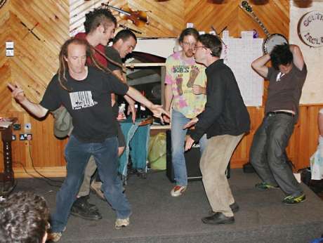 This one always gets a laugh: dance off during a table quiz in 2005