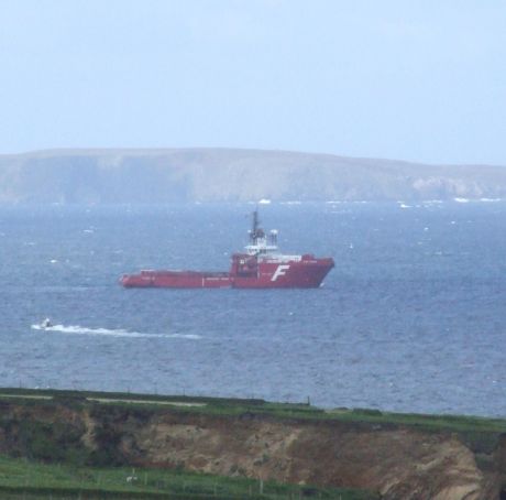 Another one of Shell's vessels in the bay - the Far Fosna, chartered by Shell UK from Farstad ASA