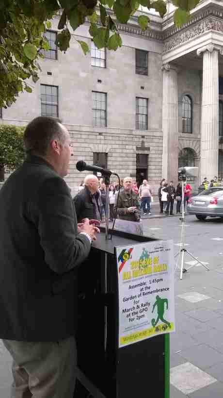 Des Dalton, RSF President, speaking at the 'Eve Rally' in Dublin, on Saturday 19th September 2015.